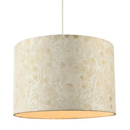 Rackhams Chic Textured Off-Cream Jacquard Drum Shade with Gold Foil Decor Print - thumbnail 2