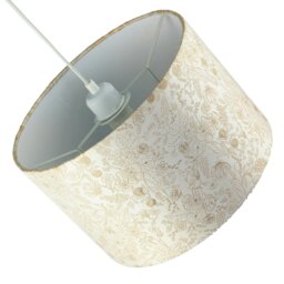Rackhams Chic Textured Off-Cream Jacquard Drum Shade with Gold Foil Decor Print - thumbnail 5