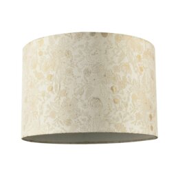 Rackhams Chic Textured Off-Cream Jacquard Drum Shade with Gold Foil Decor Print - thumbnail 1