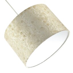 Rackhams Chic Textured Off-Cream Jacquard Drum Shade with Gold Foil Decor Print - thumbnail 4