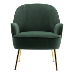 Rackhams 2ft Leisure Velvet Armchair with Gold-Plated Metal Legs - Yellow - thumbnail 6