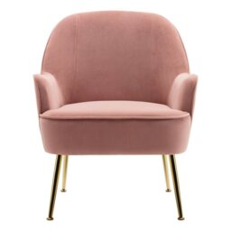 Rackhams 2ft Leisure Velvet Armchair with Gold-Plated Metal Legs - Yellow - thumbnail 4
