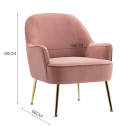 Rackhams 2ft Leisure Velvet Armchair with Gold-Plated Metal Legs - Yellow - thumbnail 5