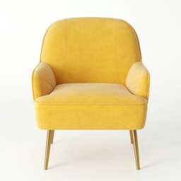 Rackhams 2ft Leisure Velvet Armchair with Gold-Plated Metal Legs - Yellow - thumbnail 2