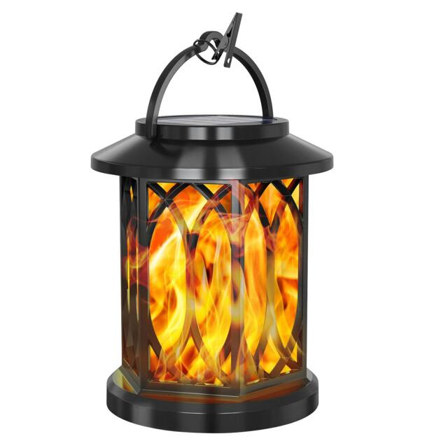 Rackhams Solar-Powered Hollow Flame Light for Courtyard - Black - image 1