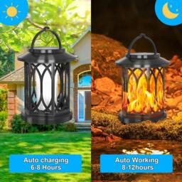 Rackhams Solar-Powered Hollow Flame Light for Courtyard - Black - thumbnail 3
