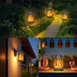 Rackhams Solar-Powered Hollow Flame Light for Courtyard - Black - thumbnail 2