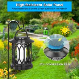 Rackhams Solar-Powered Hollow Flame Light for Courtyard - Black - thumbnail 5