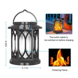 Rackhams Solar-Powered Hollow Flame Light for Courtyard - Black - thumbnail 4