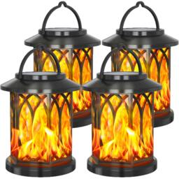 Rackhams Solar-Powered Hollow Flame Light for Courtyard - Black - thumbnail 6