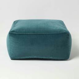 Rackhams Velvet Pouffe Bean Cube - Yellow - thumbnail 2
