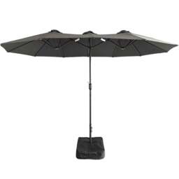 Rackhams 4.6m Patio Parasol Large Double Sided Garden Umbrella With Crank Base Dark Grey - Dark Grey - thumbnail 1