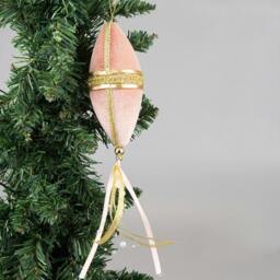 Rackhams 7 x 30 cm Pink Oval Drop Hanging Decoration for Christmas Trees, Wreaths and Garlands - thumbnail 4