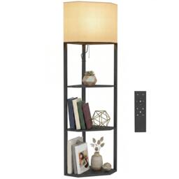 Rackhams Corner Modern Floor Lamp with Shelves, Dimmable Standing Lamp, Black - thumbnail 2