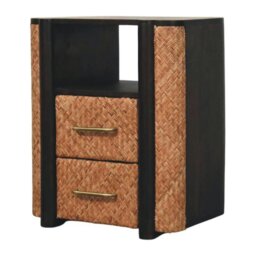 Rackhams Solid Wood Rattan Curve Edge Nightstand - thumbnail 4