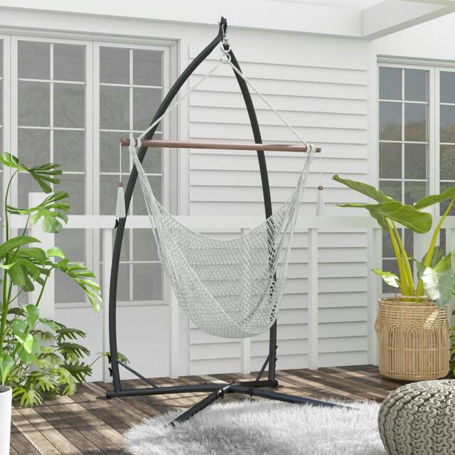 Rackhams Hammock Chair Stand Metal Frame Hammock Stand Only with Chian, Black - image 1