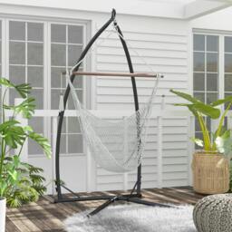 Rackhams Hammock Chair Stand Metal Frame Hammock Stand Only with Chian, Black - thumbnail 1