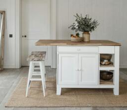 Rackhams Florence Kitchen Island with Cupboard and Shelves - Truffle, Beige - thumbnail 2