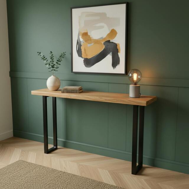 Rackhams Premium Solid Oak Console Table - 130x30cm - image 1