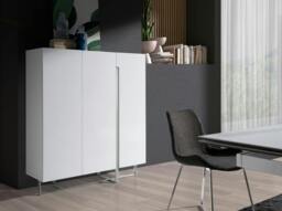 Rackhams White Wood and Chrome-plated Steel Tall Sideboard 3053 - thumbnail 3