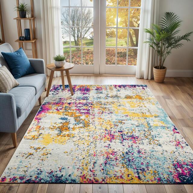 Rackhams Sunderland-Abstract Blue Grey Modern Marble Rug - 160 x 220 cm - image 1