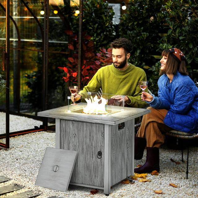 Rackhams Gas Fire Pit Table with 40,000 BTU Burner, Cover, Dark Grey - Light Grey - image 1