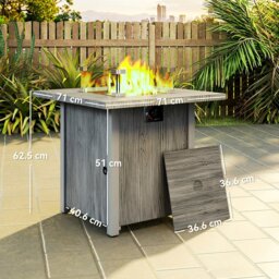 Rackhams Gas Fire Pit Table with 40,000 BTU Burner, Cover, Dark Grey - Grey - Metal - 71L x 71W x 62.5Hcm - thumbnail 6