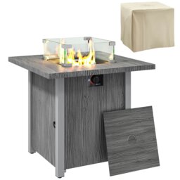 Rackhams Gas Fire Pit Table with 40,000 BTU Burner, Cover, Dark Grey - Grey - Metal - 71L x 71W x 62.5Hcm - thumbnail 2