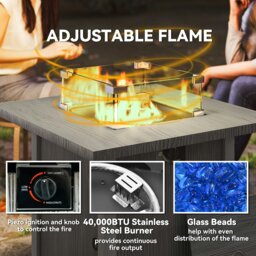 Rackhams Gas Fire Pit Table with 40,000 BTU Burner, Cover, Dark Grey - Grey - Metal - 71L x 71W x 62.5Hcm - thumbnail 5