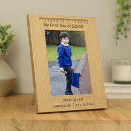Rackhams Personalised My First Day at School 5x7 Oak Finish Photo Frame - thumbnail 1