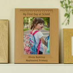 Rackhams Personalised My First Day at School 5x7 Oak Finish Photo Frame - thumbnail 2