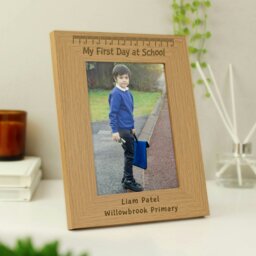 Rackhams Personalised My First Day at School 5x7 Oak Finish Photo Frame - thumbnail 4