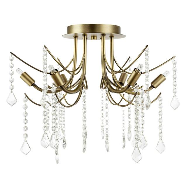 Rackhams Elegant Semi Flush Chandelier Ceiling Light in Matte Antique Brass - image 1