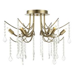 Rackhams Elegant Semi Flush Chandelier Ceiling Light in Matte Antique Brass - thumbnail 2