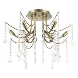 Rackhams Elegant Semi Flush Chandelier Ceiling Light in Matte Antique Brass - thumbnail 3