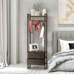 Rackhams Industrial Hall Tree Coat Rack With 3 Fabric Drawers Brown - thumbnail 5