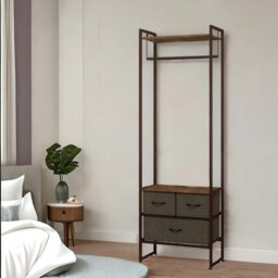 Rackhams Industrial Hall Tree Coat Rack With 3 Fabric Drawers Brown - thumbnail 6