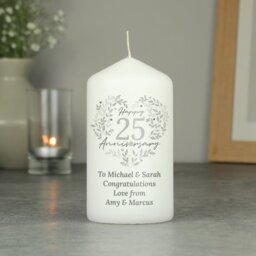 Rackhams Personalised 25th Silver Wedding Anniversary Pillar Candle - thumbnail 4