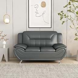 Rackhams Eclipse Leather 3+2 Seater Sofa in Grey - 3 Seater & 2 Seater Set - thumbnail 4