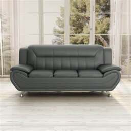 Rackhams Eclipse Leather 3+2 Seater Sofa in Grey - 3 Seater & 2 Seater Set - thumbnail 2