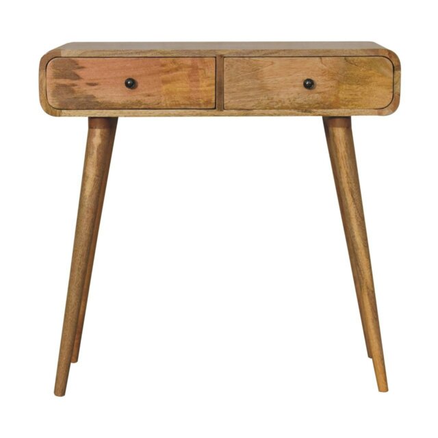 Rackhams Solid Wood Oak-ish Curved Hallway Table - image 1