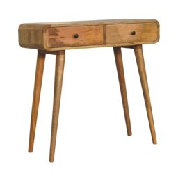Rackhams Solid Wood Oak-ish Curved Hallway Table - thumbnail 3