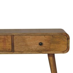 Rackhams Solid Wood Oak-ish Curved Hallway Table - thumbnail 4