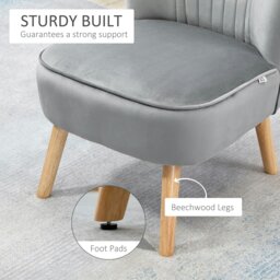 Rackhams Velvet-Feel Accent Chair w/ Ottoman Tub Seat Padding - thumbnail 5