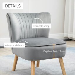 Rackhams Velvet-Feel Accent Chair w/ Ottoman Tub Seat Padding - thumbnail 6