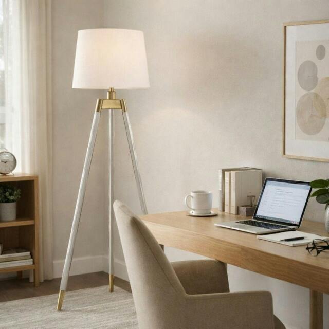 Rackhams Sophie White and Antique Tripod Floor Lamp - image 1