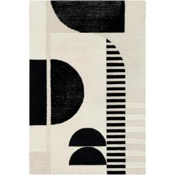 Rackhams Brooklyn-Hand Tufted Cream Black Wool Modern Rug - 152 x229 cm - thumbnail 2
