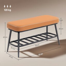 Rackhams Shoe Bench, PU Leather Shoe Storage Bench for Entryway, Brown - Grey - thumbnail 6