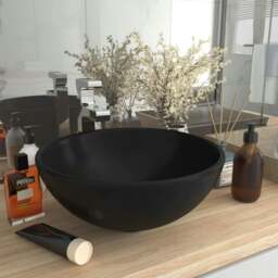 Rackhams Luxury Bathroom Basin Round Matt Black 32.5x14 cm Ceramic - thumbnail 1