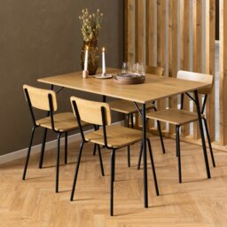 Rackhams Peru Dining Table in Black and Oak Included 4 Peru Dining Chair in Steel and Oak - Black - No - Black - thumbnail 1